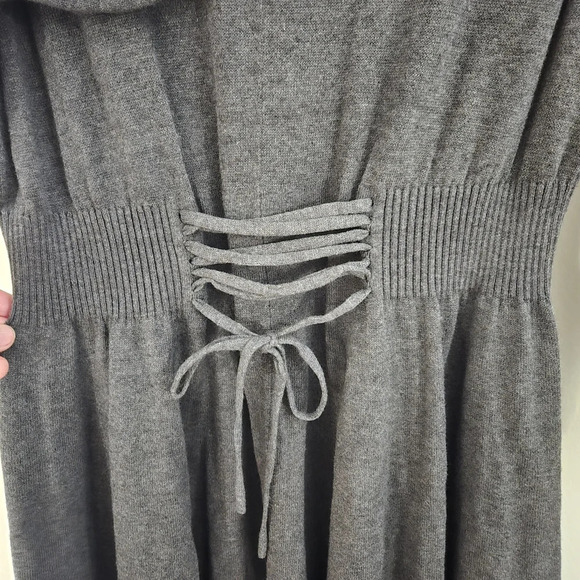 Torrid dark gray lace up mini sweater dress 100% cotton size 1 (14/16) - Picture 7 of 11